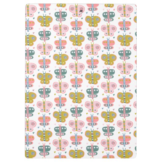 名前パーソナライズされたレトロピンク蝶の学生 クリップボード (裏面)