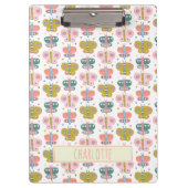 名前パーソナライズされたレトロピンク蝶の学生 クリップボード (正面)