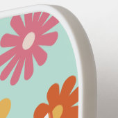 名前パーソナライズされたレトロフラワーパワー ピックルボールラケット (左詳細)