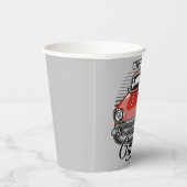 名前パーソナライズされたレトロレッドクラシックカーガレージ 紙コップ (右)