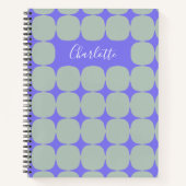 名前パーソナライズされたレトロ紫の緑の幾何学的 ノートブック (正面)