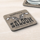 名前パーソナライズされたワイルドウエストガンリボルバーサロン コースター (左側)