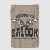 名前パーソナライズされたワイルドウエストガンリボルバーサロン ゴルフタオル (正面)