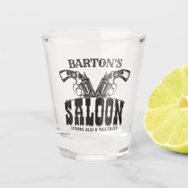 名前パーソナライズされたワイルドウエストガンリボルバーサロン ショットグラス