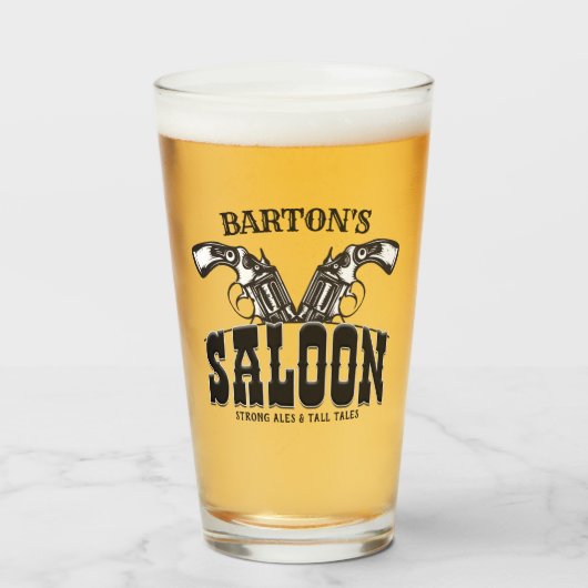 名前パーソナライズされたワイルドウエストガンリボルバーサロン タンブラーグラス (ドリンク正面)