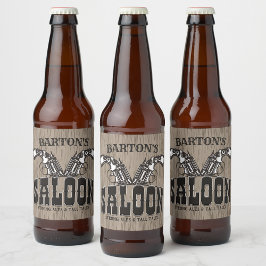 名前パーソナライズされたワイルドウエストガンリボルバーサロン ビールラベル