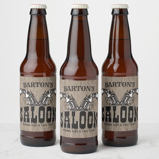 名前パーソナライズされたワイルドウエストガンリボルバーサロン ビールラベル