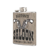 名前パーソナライズされたワイルドウエストガンリボルバーサロン フラスク (左)