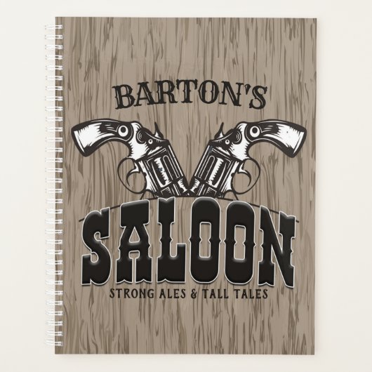 名前パーソナライズされたワイルドウエストガンリボルバーサロン プランナー手帳 (正面)