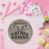 名前パーソナライズされたワイルドウエストガンリボルバーサロン ペーパープレート (パーティー)