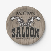 名前パーソナライズされたワイルドウエストガンリボルバーサロン ペーパープレート (正面)