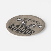 名前パーソナライズされたワイルドウエストガンリボルバーサロン ペーパープレート (アングル)