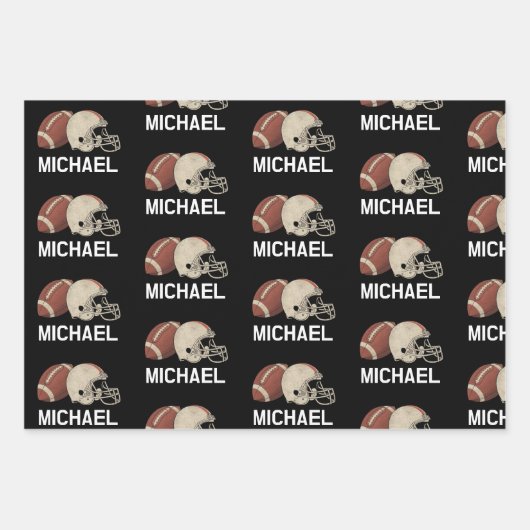 名前パーソナライズされたヴィンテージアメリカンフットボールの試合 ラッピングペーパーシート (正面3)