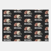 名前パーソナライズされたヴィンテージアメリカンフットボールの試合 ラッピングペーパーシート (正面)