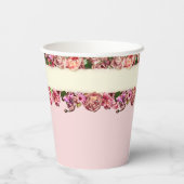 名前パーソナライズされたヴィンテージバラかわいいピンク甘い16 紙コップ (裏面)