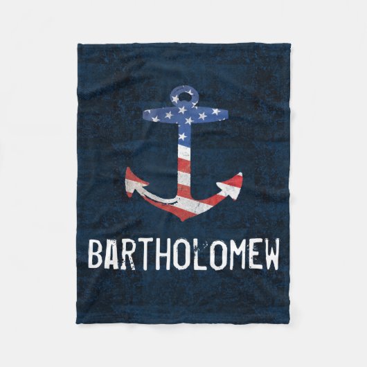 名前パーソナライズされたヴィンテージ愛国米国いかり フリースブランケット (正面)