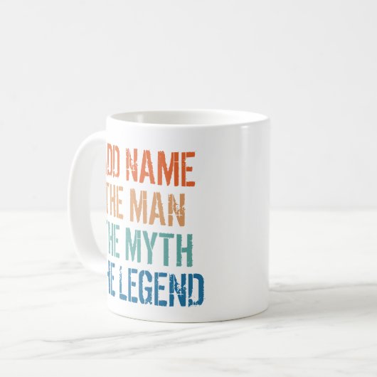 名前パーソナライズされたヴィンテージ男の神話の伝説 コーヒーマグカップ (正面左)