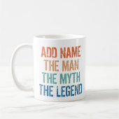 名前パーソナライズされたヴィンテージ男の神話の伝説 コーヒーマグカップ (左)