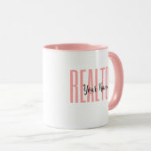 名前パーソナライズされた不動産仲介業者ピンクマグ マグカップ (正面右)