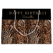 名前パーソナライズされた付きアニマルプリントパターン ラージペーパーバッグ (正面)