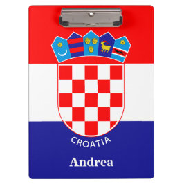 名前パーソナライズされた付きクロアチア国旗 クリップボード
