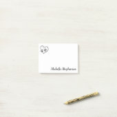 名前パーソナライズされた付きハートにPawを印刷 ポストイット (デスク上)