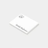 名前パーソナライズされた付きハートにPawを印刷 ポストイット (アングル)