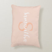 名前パーソナライズされた付きピンクピローイニシャル アクセントクッション (裏面(縦))