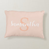 名前パーソナライズされた付きピンクピローイニシャル アクセントクッション (裏面)