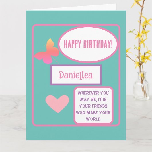 名前パーソナライズされた付きフレンド誕生日カード カード (黄色い花)