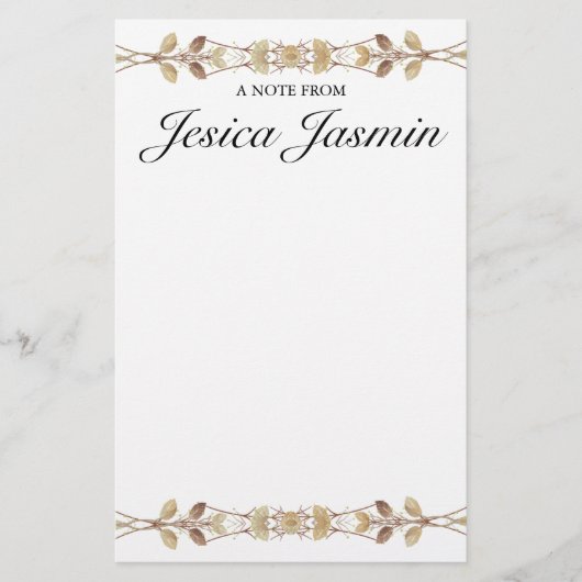 名前パーソナライズされた付きフローラひな形 便箋 (正面)