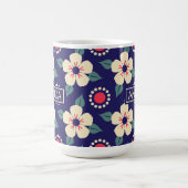 名前パーソナライズされた付きフローラコーヒーマグ コーヒーマグカップ (中央)