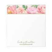 名前パーソナライズされた付きフローラピンクローズ ノートパッド (正面)