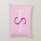 名前パーソナライズされた付きホットピンク枕イニシャル アクセントクッション (裏面(縦))