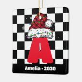 名前パーソナライズされた付きモノグラム家族クリスマス セラミックオーナメント (左)