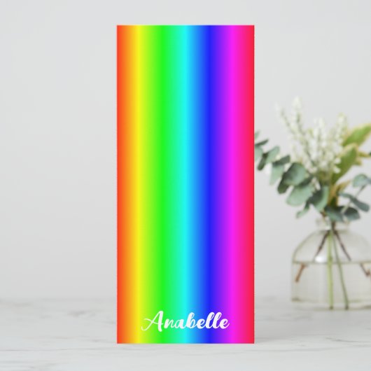 名前パーソナライズされた付きレインボーグラデーションブックマーク (スタンド正面)
