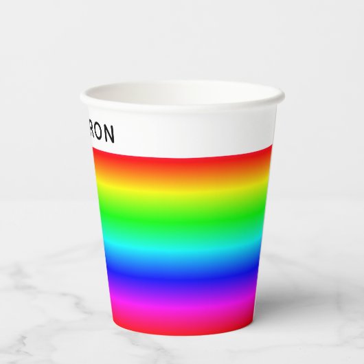 名前パーソナライズされた付きレインボーグラデーション 紙コップ (裏面)