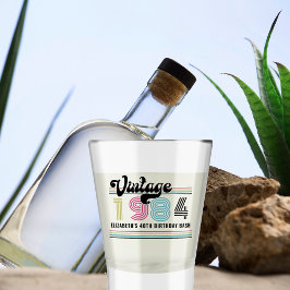 名前パーソナライズされた付き任意の年齢ヴィンテージ誕生日 ショットグラス