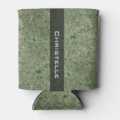 名前パーソナライズされた付き地質学グリーンロックテクスチャ 缶クーラー (正面)