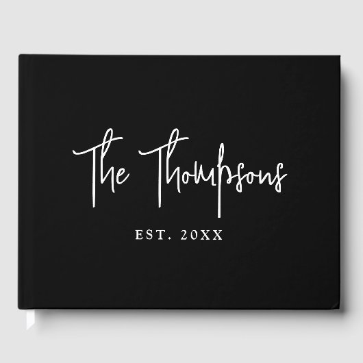 名前パーソナライズされた付き書道エレガントスクリプト ゲストブック (正面)