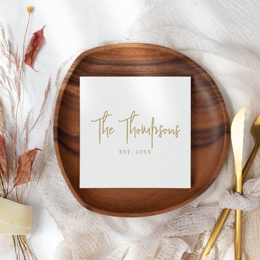 名前パーソナライズされた付き書道エレガントスクリプト スタンダードカクテルナプキン