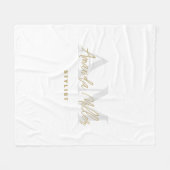 名前パーソナライズされた付き白金ゴールドモノグラモダンム フリースブランケット (正面(横))