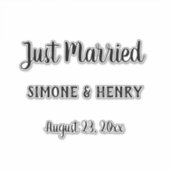 名前パーソナライズされた付き結婚たった今結婚しました シール (正面)