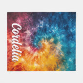 名前パーソナライズされた付き絞り染めブランケット フリースブランケット (正面(横))