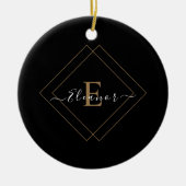 名前パーソナライズされた付き黒いオーナメント セラミックオーナメント (正面)