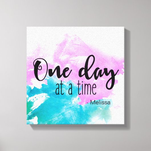 名前パーソナライズされた付き'1日ずつ'ことわざ キャンバスプリント (正面)