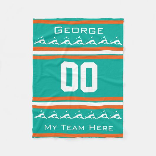 名前パーソナライズされた付き，#，チーム，スポーツファンチーム フリースブランケット (正面)