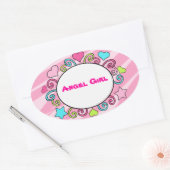 名前パーソナライズされた付け子供へる 楕円形シール (封筒)