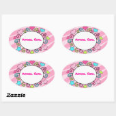 名前パーソナライズされた付け子供へる 楕円形シール (シート)