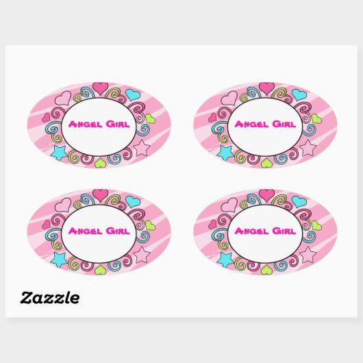 名前パーソナライズされた付け子供へる 楕円形シール (シート)